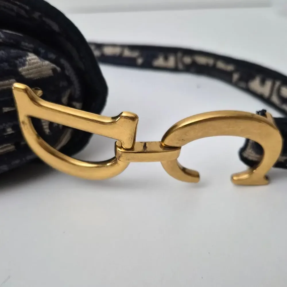 Christian Dior Logo Oblique Saddle Bag Blue - Picture 4 of 8